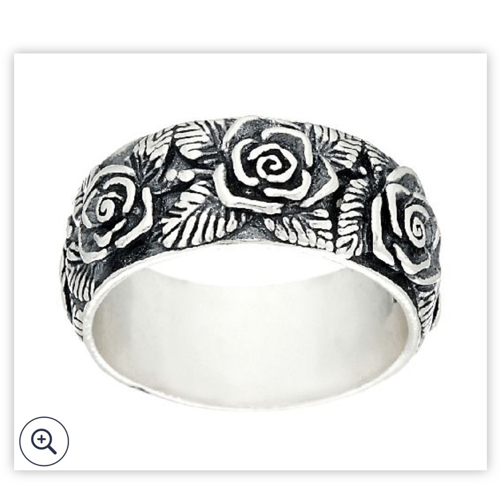 Sterling Silver Gathered Rose Band Ring